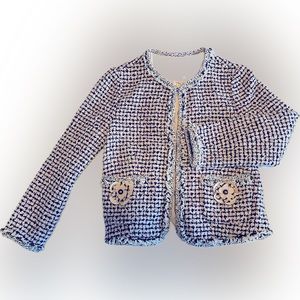 Rebecca Taylor tweed white, pink and black jacket